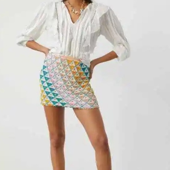 NWT Anthropologie Walter Baker Slim Hand-Beaded Mini Skirt Size 10 - Picture 2 of 11